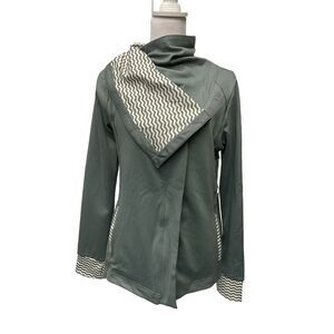 Kyodan Womens Gray Stripe Full Zip Fitness Athletic Activewear Jacket Size L NWT